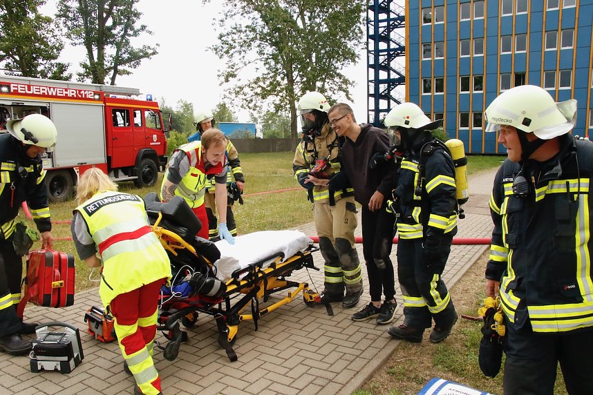 Auf dem Schachtbaugel&auml;nde fand heute eine Gro&szlig;&uuml;bung von Feuerwehr und Rettungskr&auml;ften statt
