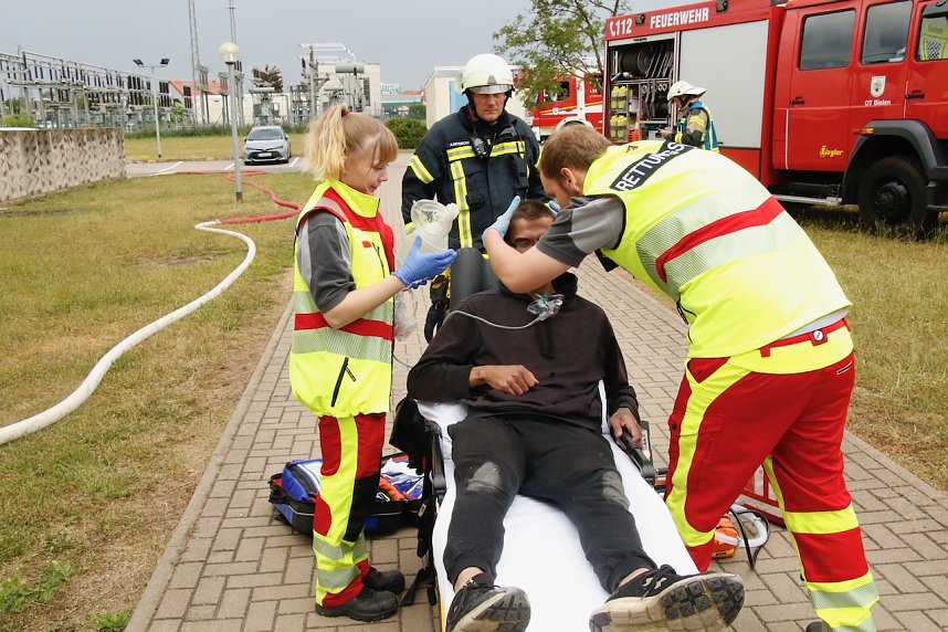 Auf dem Schachtbaugel&auml;nde fand heute eine Gro&szlig;&uuml;bung von Feuerwehr und Rettungskr&auml;ften statt