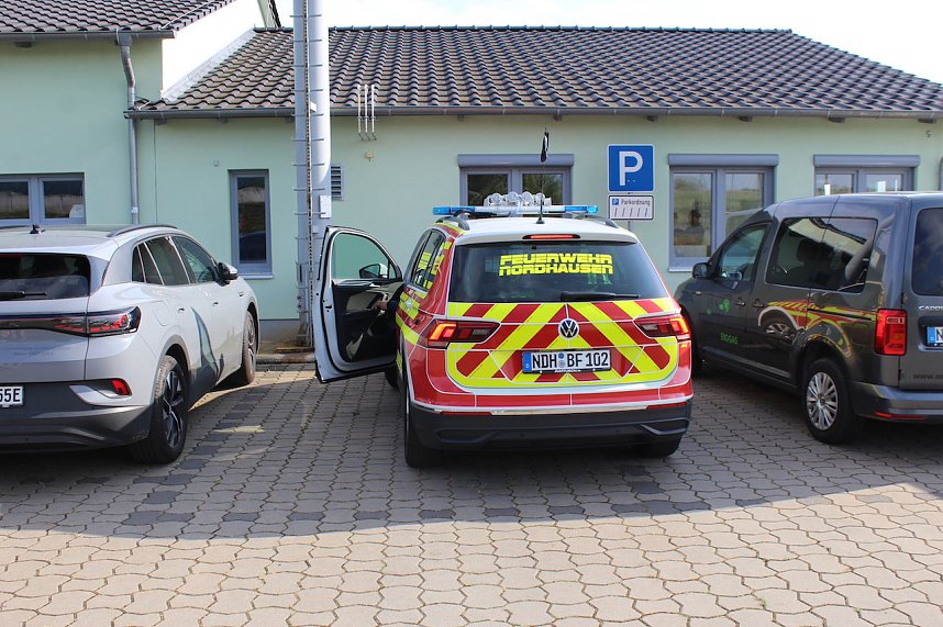 Feuerwehr&uuml;bung an der Biomethananlage in Bielen