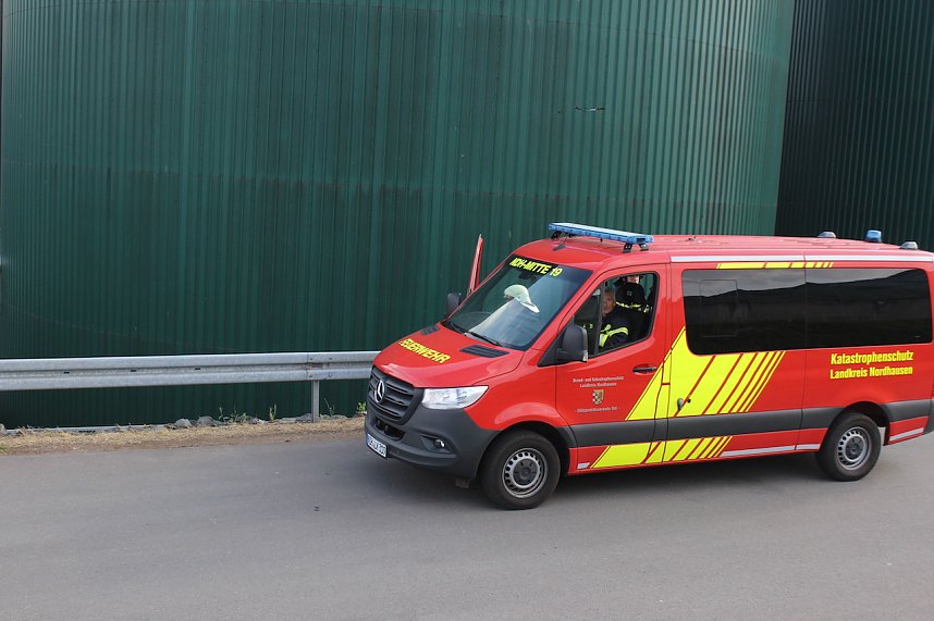 Feuerwehr&uuml;bung an der Biomethananlage in Bielen