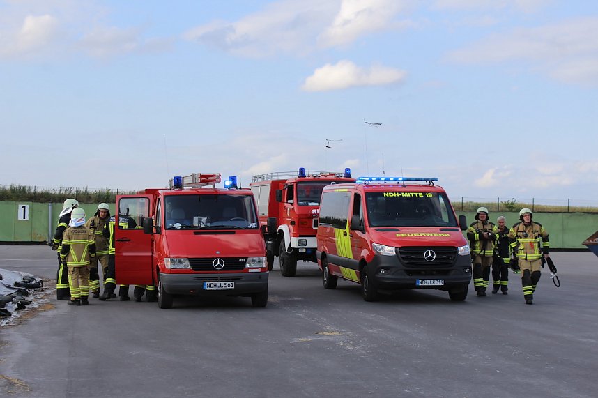 Feuerwehr&uuml;bung an der Biomethananlage in Bielen