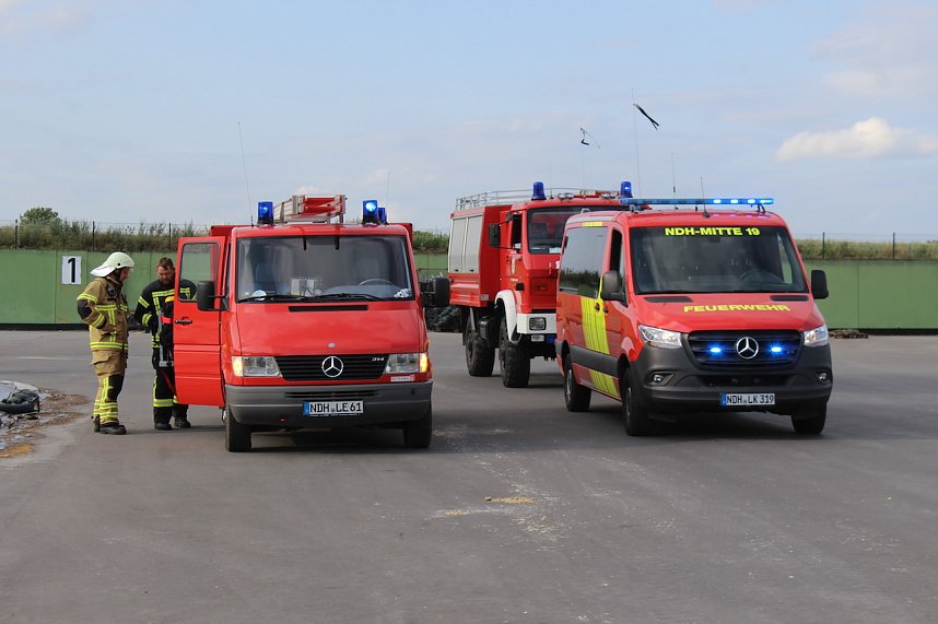Feuerwehr&uuml;bung an der Biomethananlage in Bielen