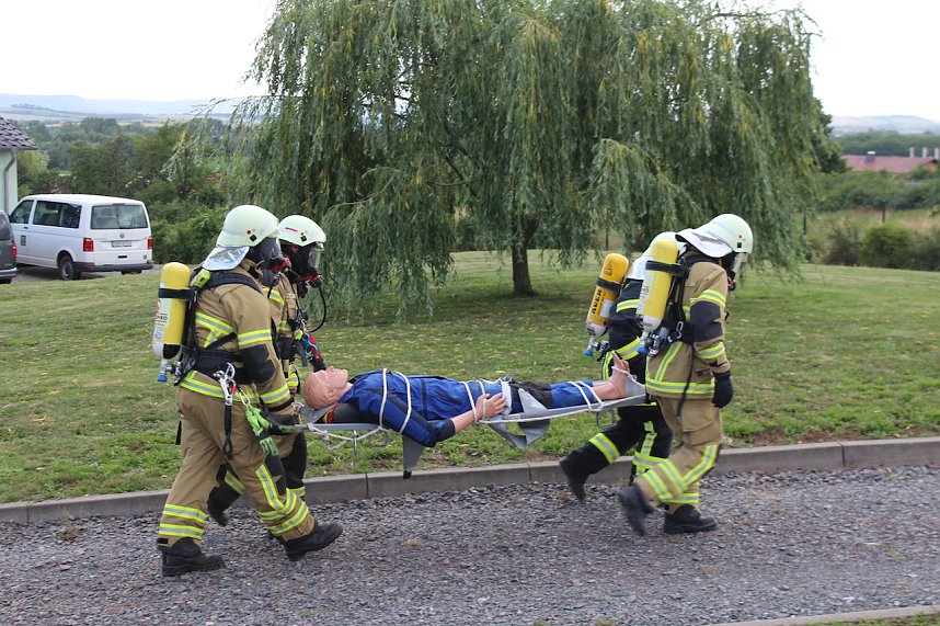 Feuerwehr&uuml;bung an der Biomethananlage in Bielen