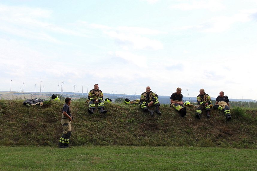 Feuerwehr&uuml;bung an der Biomethananlage in Bielen