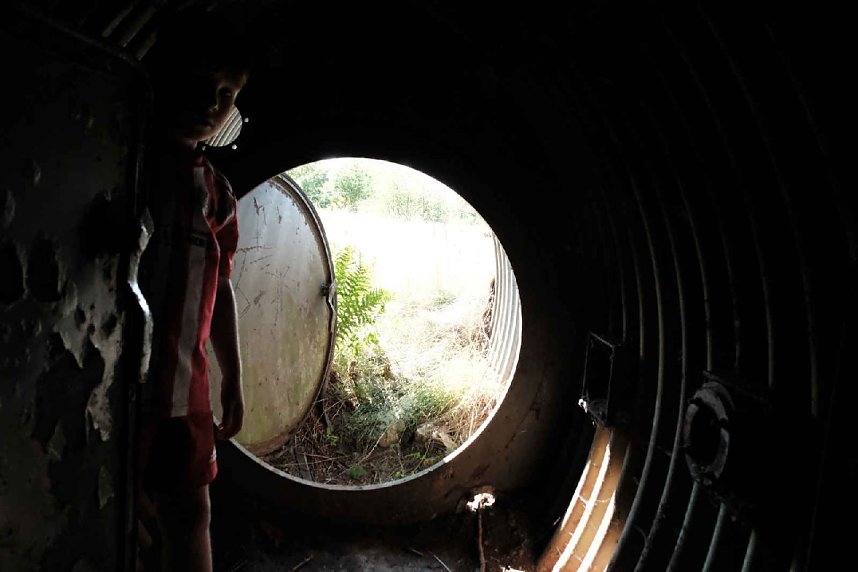 Peter Blei unterwegs mit dem Nachwuchs