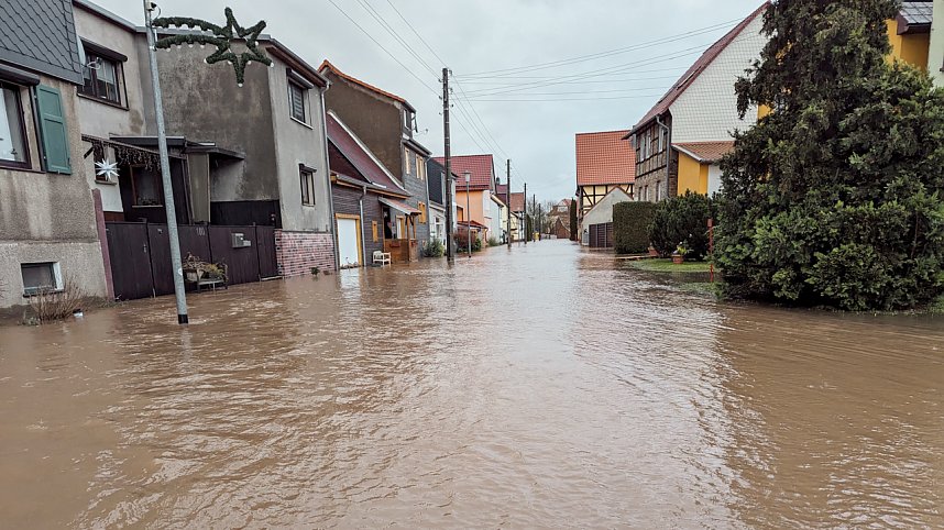 Wassermassen in Windehausen, Dezember 2023