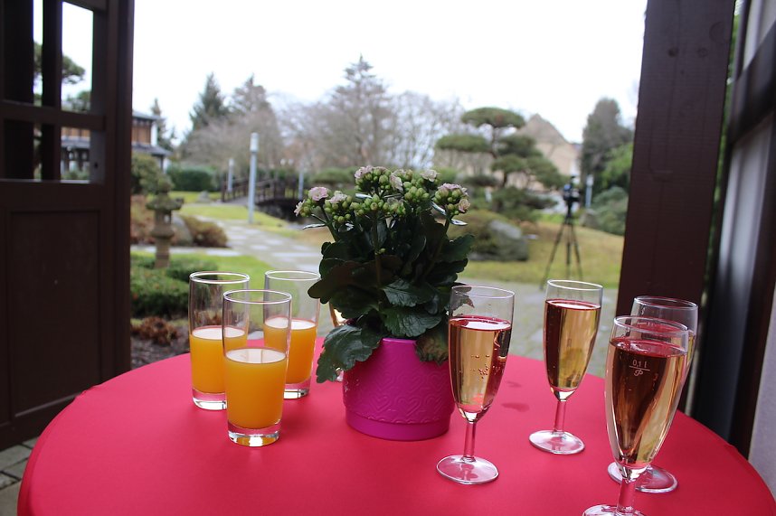 Feuchtfr&ouml;hliche Begr&uuml;&szlig;ung im Japanischen Garten