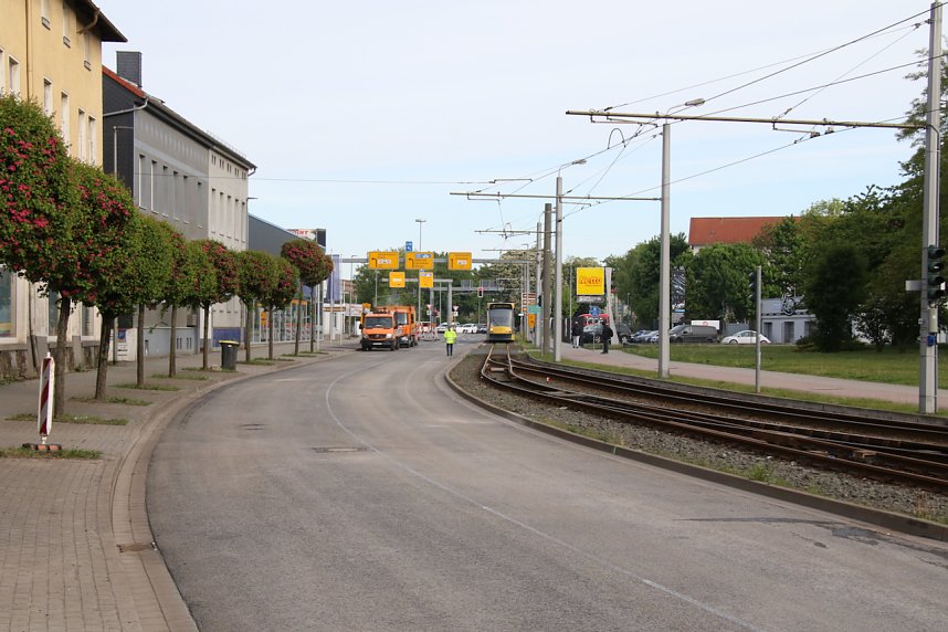 Auf der Baustelle an der alten Magnetkreuzung gehen die Arbeiten ihrem Ende entgegen