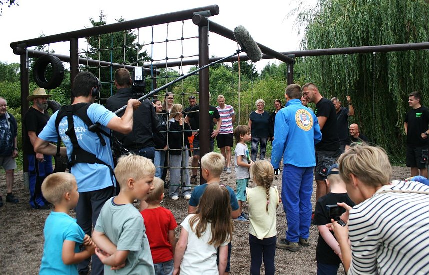 Dreharbeiten im Freibad Berga