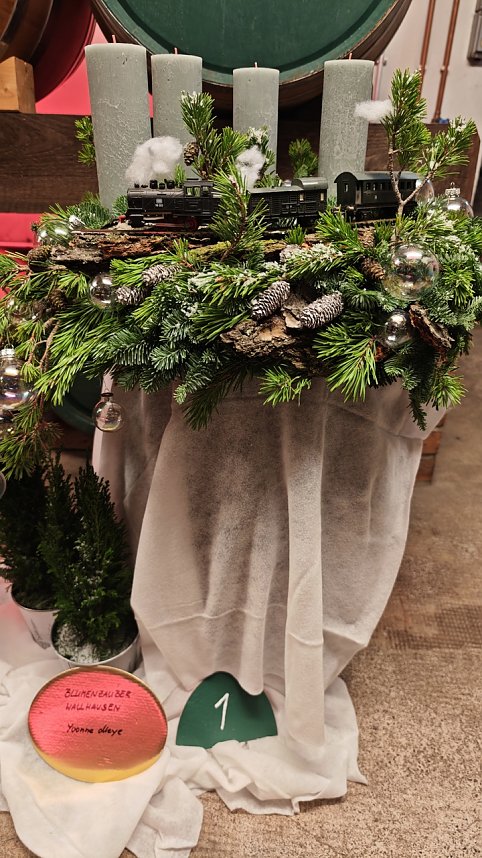 Adventskranz zum Thema Eisenbahn