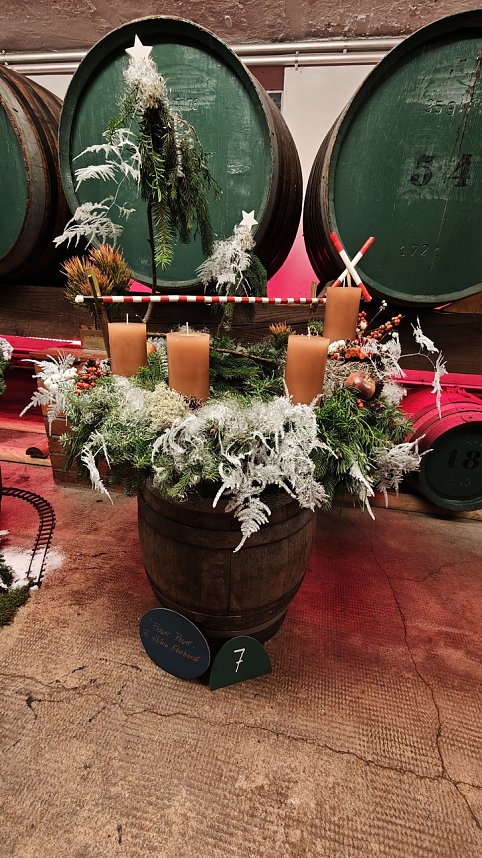 Adventskranz zum Thema Eisenbahn