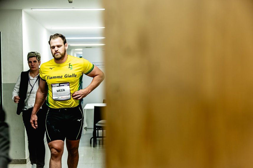 Der M&auml;nnerwettkampf beim 17. Kugelsto&szlig;-Indoor.