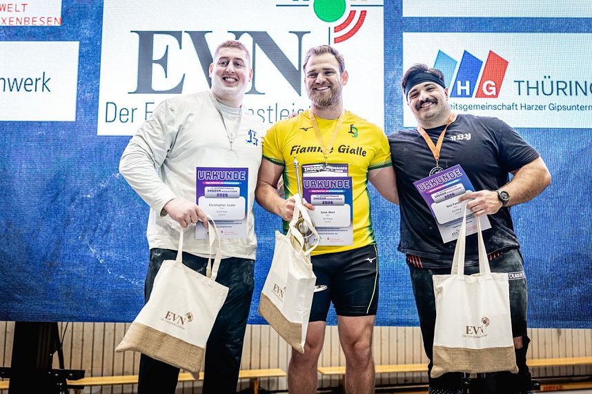 Der M&auml;nnerwettkampf beim 17. Kugelsto&szlig;-Indoor.