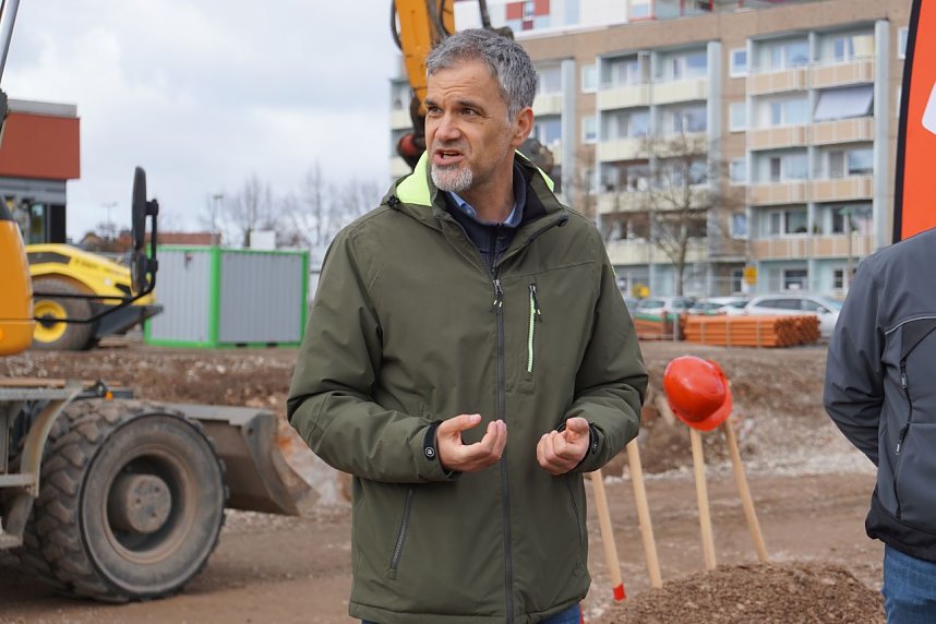 Spatenstich f&uuml;r den neuen Rewe in Nordhausen-Salza.