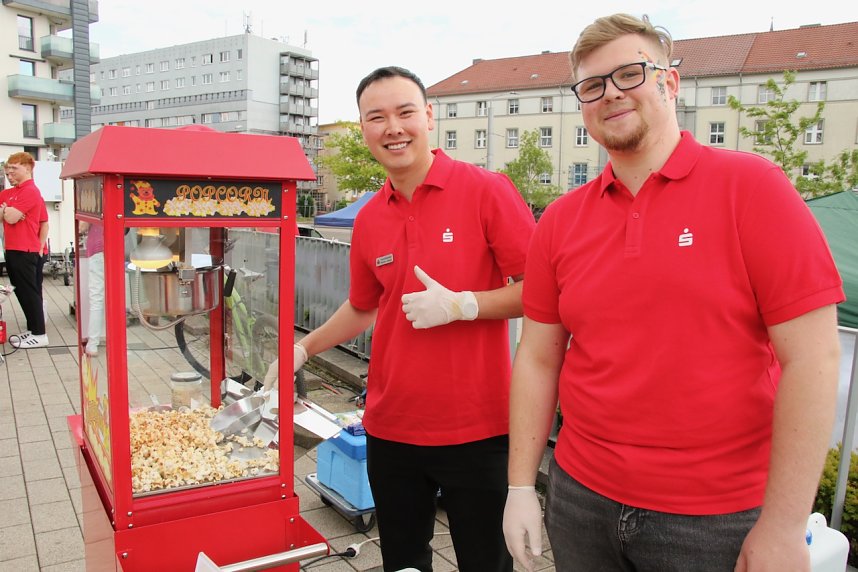 Auf dem Parkplatz der Kreissparkasse Nordhausen findet heute wieder das beliebte Knax-Kinderfest statt