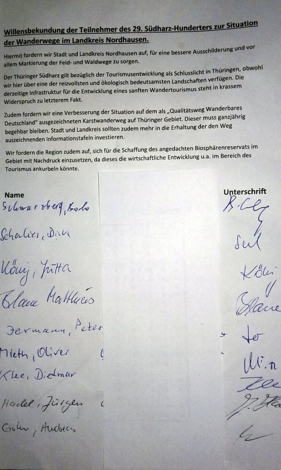 Bild: Unterschriftenliste
